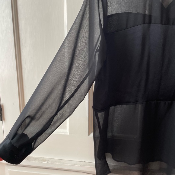 Zara black sheer button up blouse - Picture 6 of 7